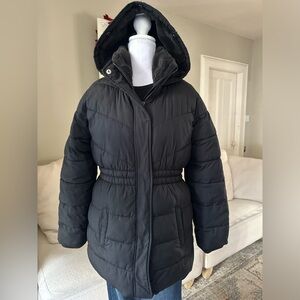 Abercrombie Kids Girls Puffer Jacket Ultra Collection Faux Fur Black Size 15/16